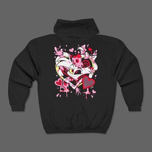 Sudadera con capucha y cremallera de Hazbin Hotel - Sudadera de manga larga con polvo de ángel y pepitas de grasa - Camiseta de dibujos animados para adultos Helluva Boss imagen 2