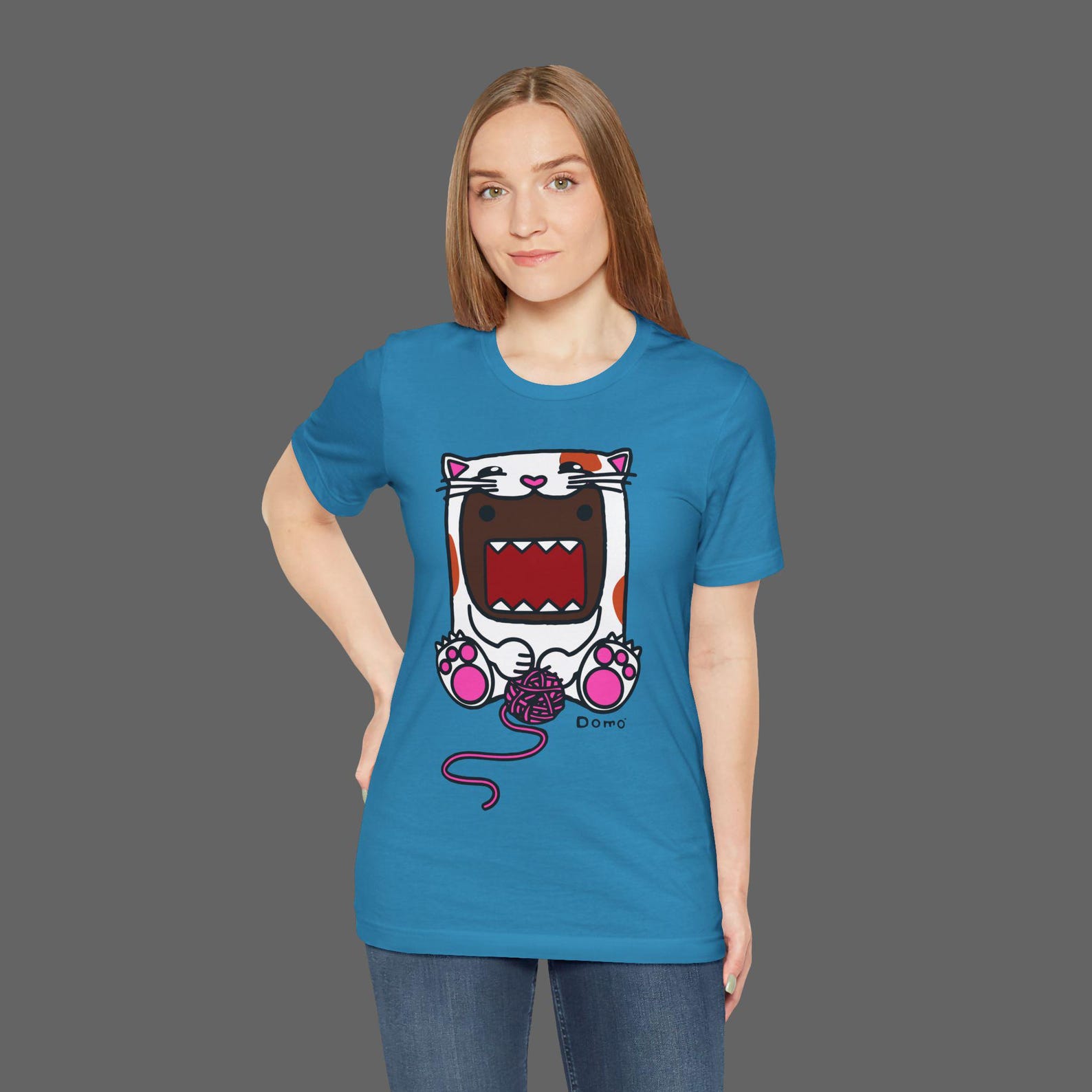 Domo Kun Tee - Kitty Domo Graphic Tshirt - Cat Cartoon Scene Emo Style ...