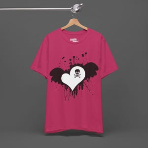 Skull Crossbones Heart Wings T-shirt, Gothic Punk Graphic Tee, Scene Emo Shirt, Unisex Jersey Top, Y2K Clothing