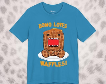 Domo Loves Waffles T-Shirt - Scene Emo Y2K Fashion Unisex Tee, Domo Kun Face Shirt, 2000s Style Gift