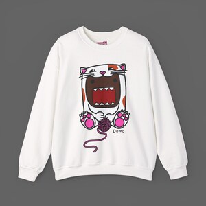 Domo Kun Sweatshirt - Kitty Domo Graphic Long Sleeved Shirt - Cat Cartoon Scene Emo Style Shirt - 2000&#39;s Animation Vintage T-shirt