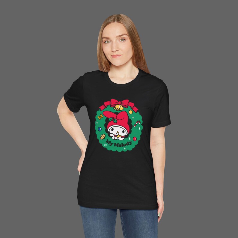 My Melody Xmas Tee - Christmas Holiday Gift For Sanrio Fans - Cutecore Y2K Graphic T-shirt - Hello Kitty Merry Christmas Shirt image 9