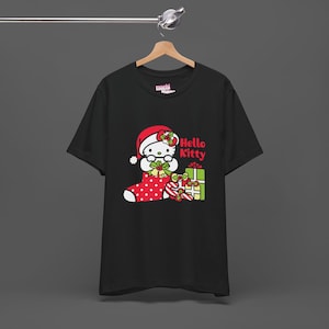 Hello Kitty Xmas Tee - Weihnachtsgeschenk für Sanrio Fans - Cutecore Y2K Grafik T-Shirt - Cartoon Frohe Weihnachten Shirt Bild 1