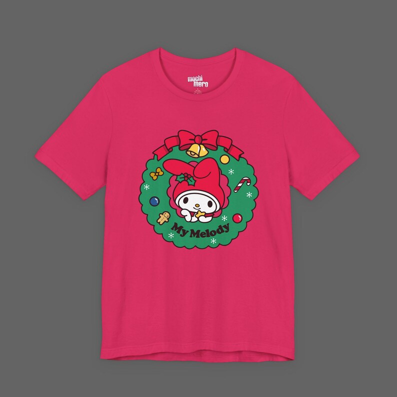 My Melody Xmas Tee - Christmas Holiday Gift For Sanrio Fans - Cutecore Y2K Graphic T-shirt - Hello Kitty Merry Christmas Shirt image 4