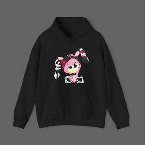 My Little Pony Fluttershy Hoodie - Bunny Emo Scenecore Sweatshirt, 2000s Fashion Cartoon Long Sleeve Shirt, Unisex Hooded Jumper