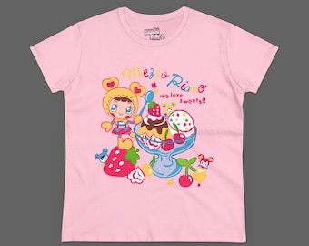 Camiseta Mezzo Piano de corte ajustado - Camiseta Kawaicore de Sanrio Jojifuku - Camiseta de moda japonesa Cutecore - Camiseta Kawaii Lovely Sweet's