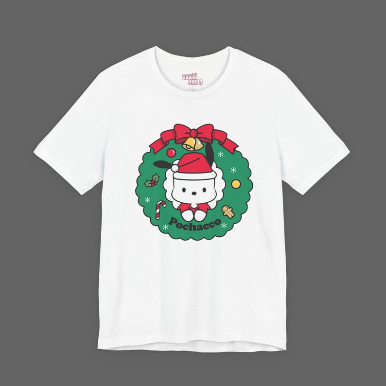 Pochacco Xmas Tee - Christmas Holiday Gift For Sanrio Fans - Cutecore Y2K Graphic T-shirt - Hello Kitty Merry Christmas Shirt image 3