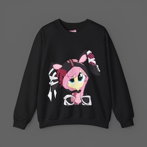 MLP My little Pony Fluttershy Sweatshirt - Bunny Emo Scenecore Long Sleeved T-shirt - 2000&#39; Fashion Cartoon Shirt