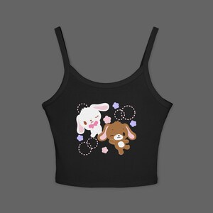 SugarBunnies Shirousa Kurousa Tank Top - Cutecore Jojifuku Shirt - Pinkcore Kawaii Sanrio T-shirt - Anime Hello Kitty Tshirt zdjęcie 3