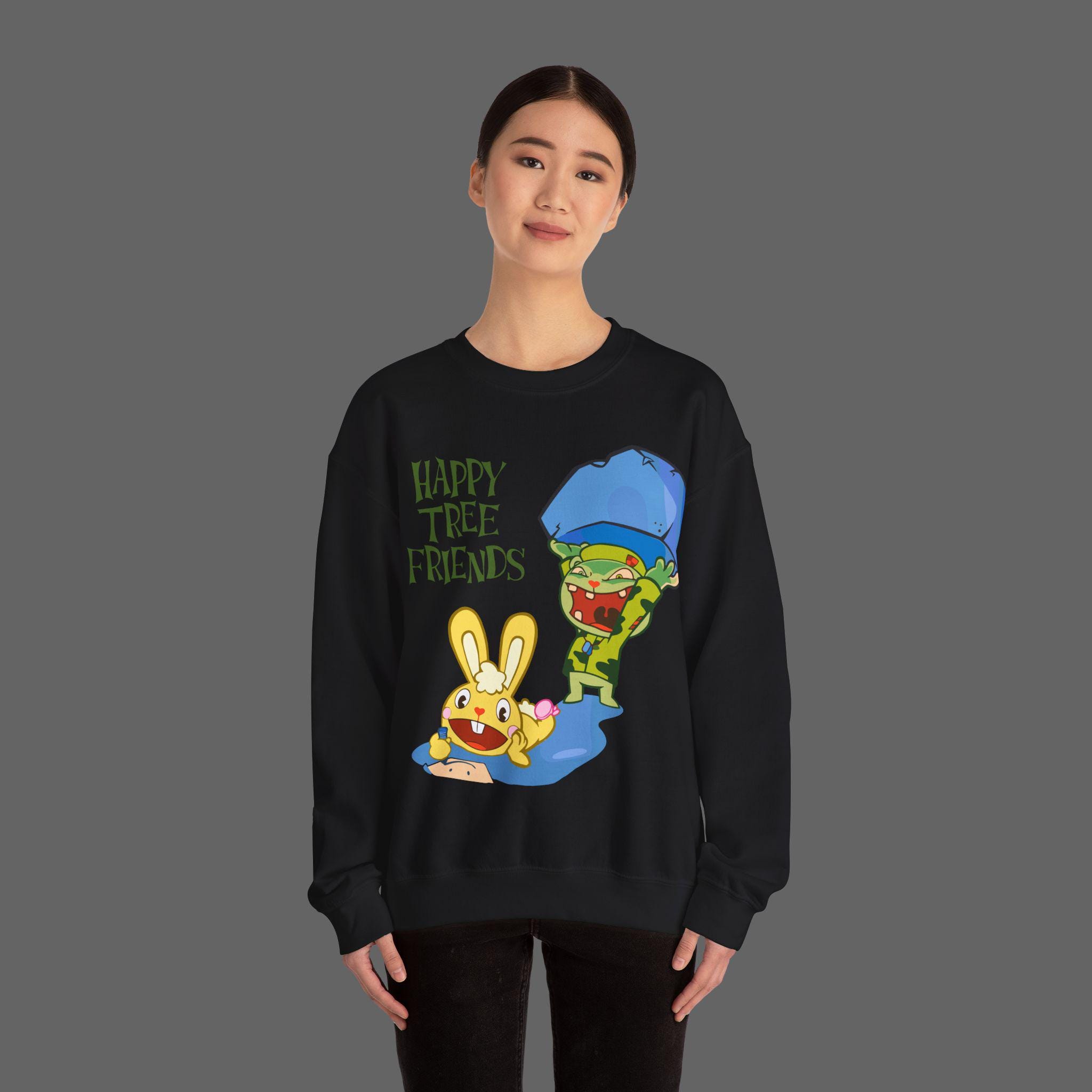 HTF Happy Tree Friends Sweatshirt - Cuddles and Flippy Cartoon 