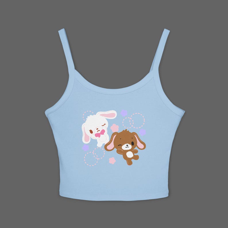 SugarBunnies Shirousa Kurousa Tank Top - Cutecore Jojifuku Shirt - Pinkcore Kawaii Sanrio T-shirt - Anime Hello Kitty Tshirt zdjęcie 2
