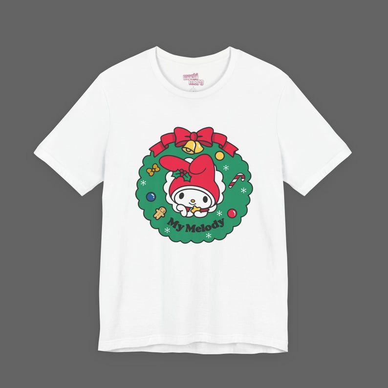 My Melody Xmas Tee - Christmas Holiday Gift For Sanrio Fans - Cutecore Y2K Graphic T-shirt - Hello Kitty Merry Christmas Shirt image 8