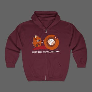 Oh My God! They Killed Kenny! Zip Up Sweatshirt - South Park Graphic Long Sleeved Shirt - Humour Y2K Cartoon Shirt - Skater Style Hoodie