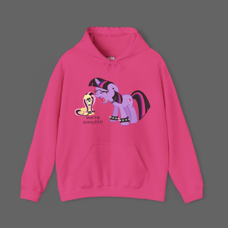 MLP My Little Pony We're emo Hoodie Shirt - Scenecore Emo Long Sleeve Tee - 2000's cartoon meme Sweatshirt, Emo MLP Hoodie, Scene Style image 1