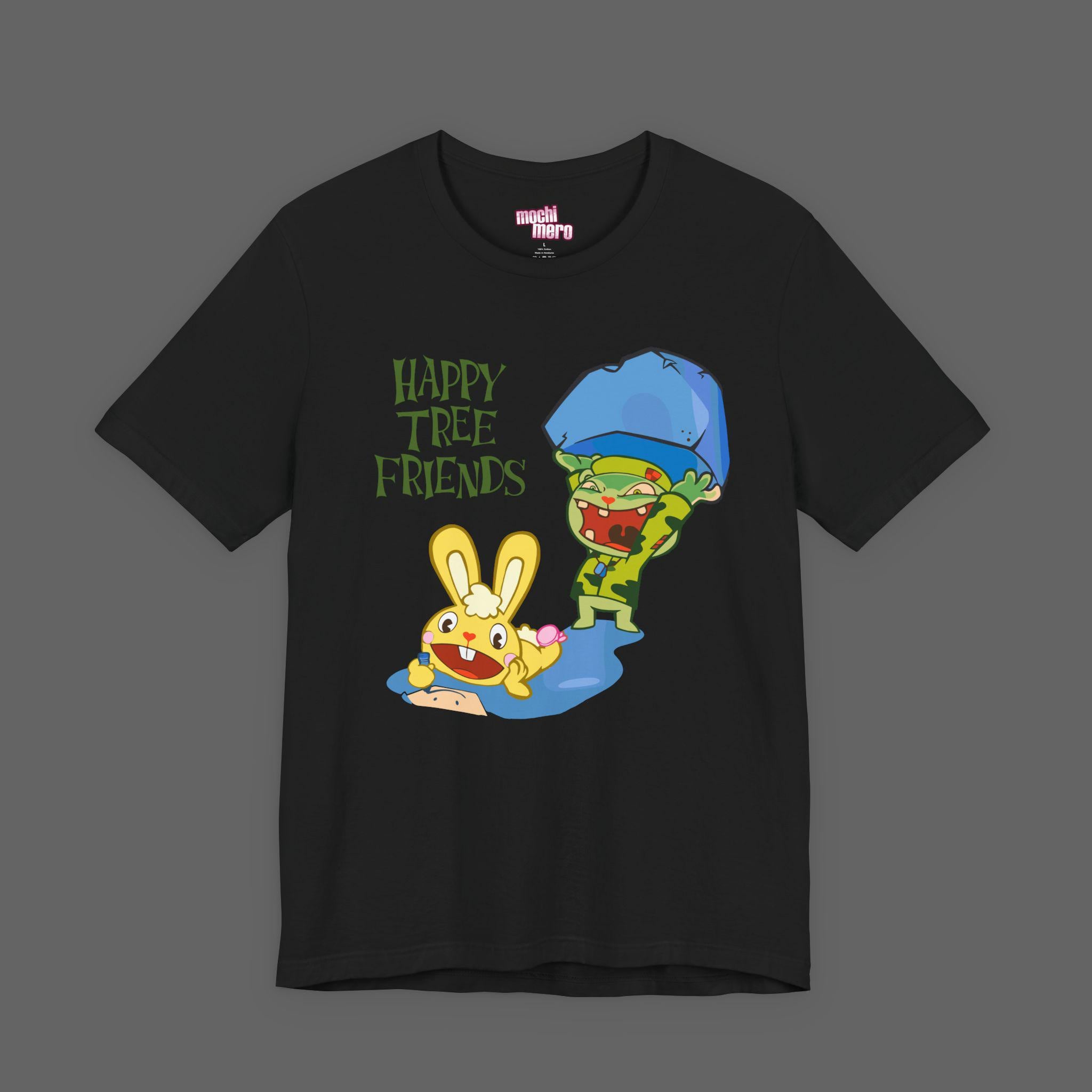 VR × nqrse × HAPPY TEE / BLACK L HTF Happy Tree Friends Tee - Cuddles and Flippy Cartoon T-shirt