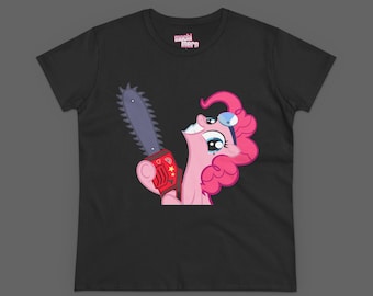 MLP My Little Pony Pinkie Pie Smile MV Slim Fit T-shirt, Chainsaw Pony Cutecore Shirt, Unisex Jersey Tee for Fans, Brony Gift