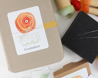 DIY Felted Ranunculus Flower Garland Kit, DIY Felting Kit