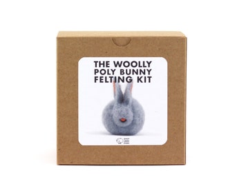 DIY Felted Bunny Kit, Woolly Poly Bunny Felting Kit, DIY Felting Kit