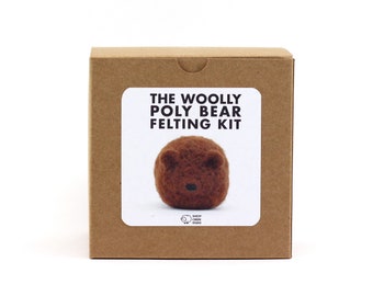 DIY Felted Bear Kit, Woolly Poly Bear Felting Kit, DIY Felting Kit
