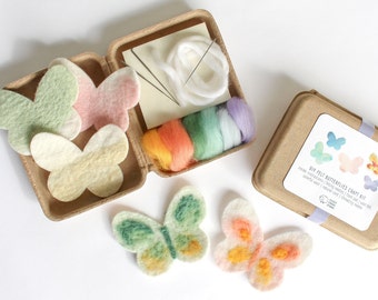 Mini DIY Felt Butterfly Felting Kit, Easter Basket Filler, Kid Friendly Spring Craft, Fun and Easy Needle Felting