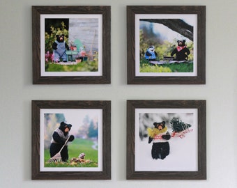Bear Art Print, Nursery Decor, Set of Four Seasons - Felted Print Series