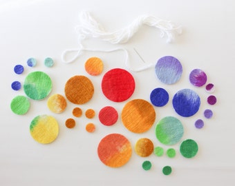 DIY Felt Confetti Garland, Colorful Rainbow Wool Party Decoration Kit, Natural Plastic Free Party Decor, Fun Bright Color Birthday Backdrop