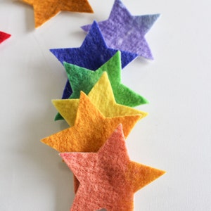 100% Wool Felt Stars, Small Batch Craft Felt, Gradient Rainbow toned Star Shapes in 3 sizes, Colorful Die Cut Natural Crafting Stars image 4