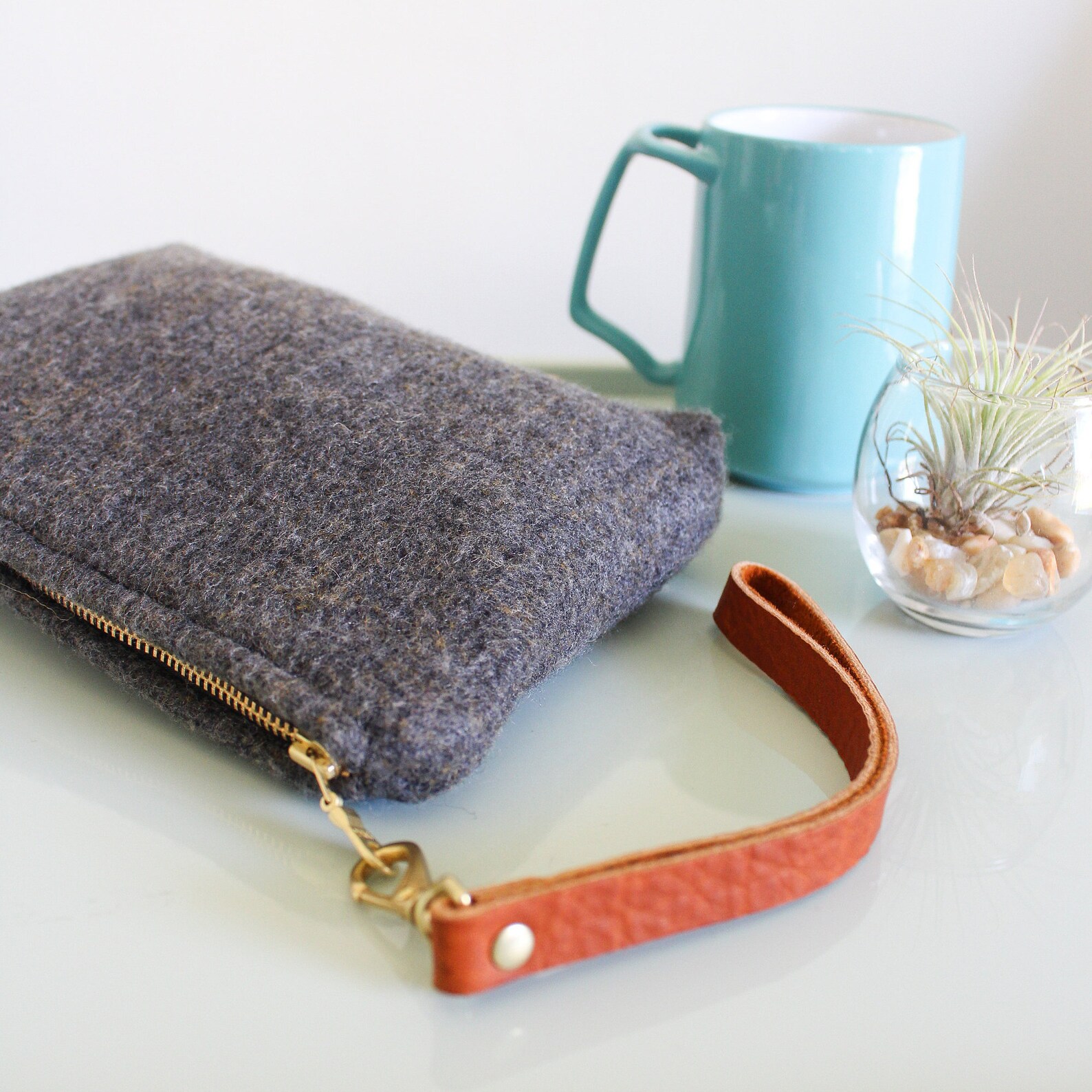 Wool Clutch felted wool clutch small purse heather gray Etsy