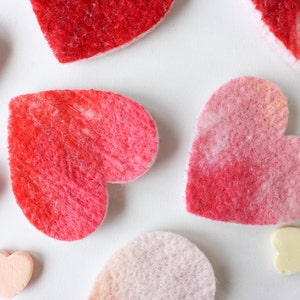 100% Wool Felt Hearts, Small Batch Valentine Craft Felt, Gradient Pink & Red toned Pre-Cut Heart Shapes in 3 sizes, Natural Crafting Hearts image 7