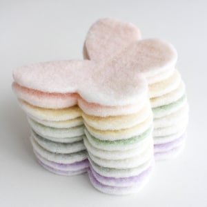 Wool Felt Large Butterflies Pack, Small Batch Craft Felt, Natural Material Pastel Butterfly Shapes, Pretty Spring Die Cut Felt Butterflies
