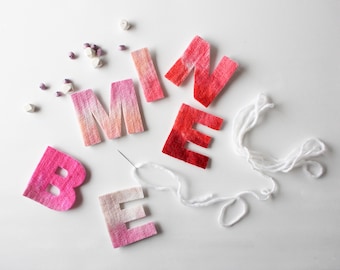 DIY Felt BE MINE Garland, Wool and Wood Bead Valentine Decoration Kit, Natural Materials Love Day Craft, Non-Plastic Valentine’s Day Project