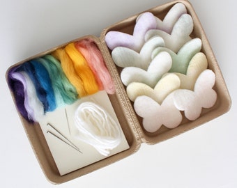 DIY Felt Butterfly Felting Kit, Garland or Ornament Wool Decoration Kit, Natural Materials Spring Craft, Fun and Easy Needle Felting