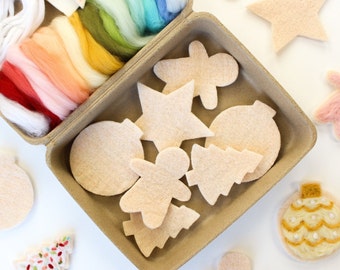 Christmas Sugar Cookies Felting Kit, Colorful Felted Cookie Decorating Craft, Fun DIY Family Holiday Decorations, Beginner Needle Felting