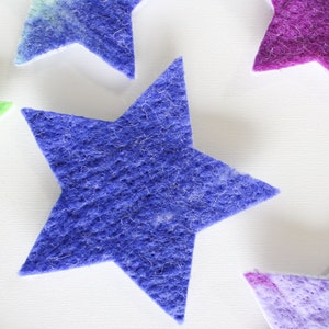 100% Wool Felt Stars, Small Batch Craft Felt, Gradient Rainbow toned Star Shapes in 3 sizes, Colorful Die Cut Natural Crafting Stars image 5