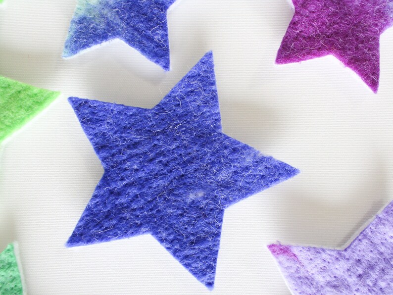 100% Wool Felt Stars, Small Batch Craft Felt, Gradient Rainbow toned Star Shapes in 3 sizes, Colorful Die Cut Natural Crafting Stars image 5