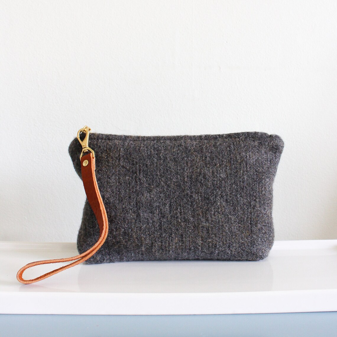 Wool Clutch Felted Wool Clutch Small Purse Heather Gray Etsy