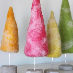 Felted Trees in Bright Vintage Colors, Bottle Brush Trees Style, Retro Christmas style image 5