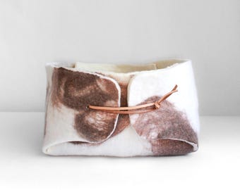 Felted Wool Storage Bin: Soft Brown Neutral Basket