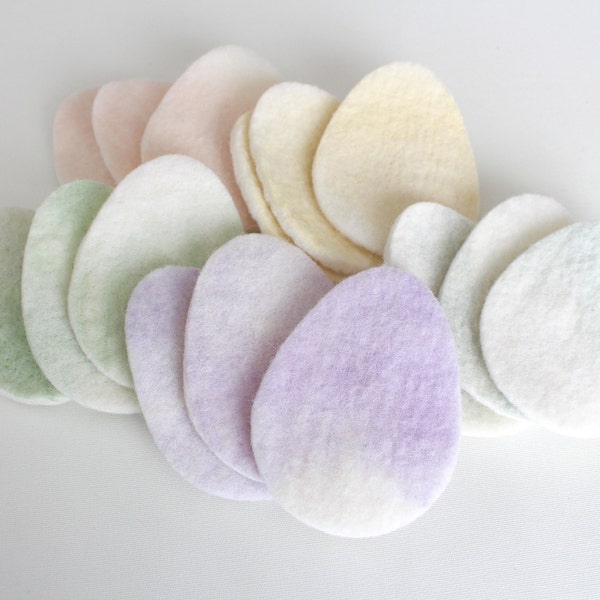 Wool Felt Easter Eggs Pack, Small Batch Craft Felt, Pastel toned Egg Shapes, Pretty Spring Die Cut Natural Craft Eggs