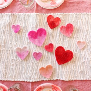 100% Wool Felt Hearts, Small Batch Valentine Craft Felt, Gradient Pink & Red toned Pre-Cut Heart Shapes in 3 sizes, Natural Crafting Hearts image 4