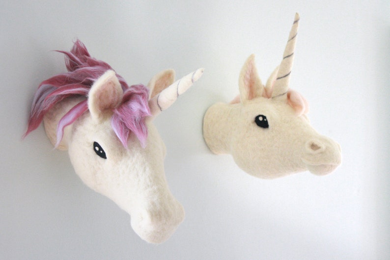 2 Unicorn Wall Hanging Set Mulberry Purple and Dusty Pink Etsy