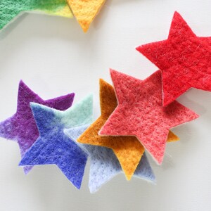 100% Wool Felt Stars, Small Batch Craft Felt, Gradient Rainbow toned Star Shapes in 3 sizes, Colorful Die Cut Natural Crafting Stars image 3