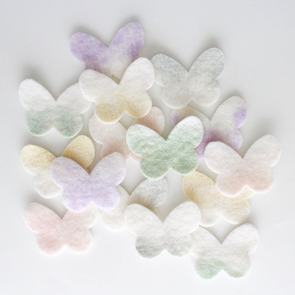 Wool Felt Small Butterflies Pack, Small Batch Craft Felt, Natural Material Pastel Butterfly Shapes, Pretty Spring Die Cut Felt Butterflies