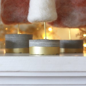 Felted Trees in Frosty Coral & White with Gold accents, Boho Christmas Style image 9