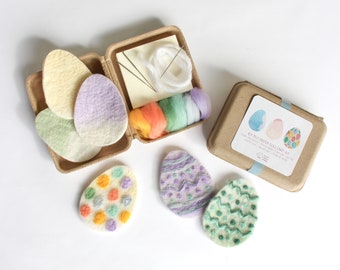 Mini DIY Felt Easter Egg Felting Kit, Easter Basket Filler, Kid Friendly Spring Craft, Fun and Easy Needle Felting