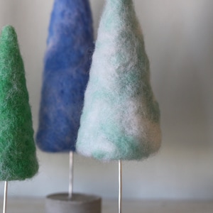 Felted Trees in Bright Vintage Colors, Bottle Brush Trees Style, Retro Christmas style image 7