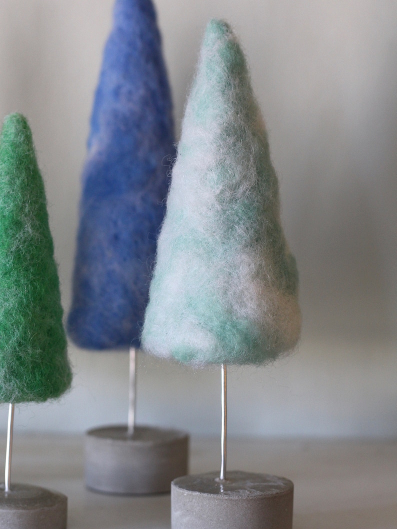 Felted Trees in Bright Vintage Colors, Bottle Brush Trees Style, Retro Christmas style image 7