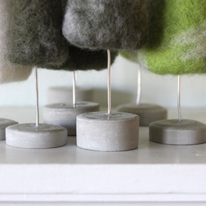 Felted Trees Seasonal Home Decor, Natural Green Tones with White image 8
