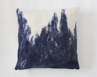 Large Super Soft Felted Merino Wool Pillow Cover, Navy Blue