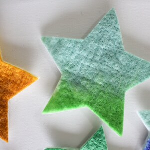 100% Wool Felt Stars, Small Batch Craft Felt, Gradient Rainbow toned Star Shapes in 3 sizes, Colorful Die Cut Natural Crafting Stars image 7